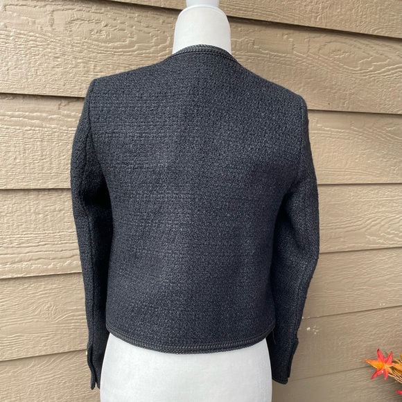 Black Tweed Wool Blend Cropped Women’s Blazer size S - Picture 14 of 16